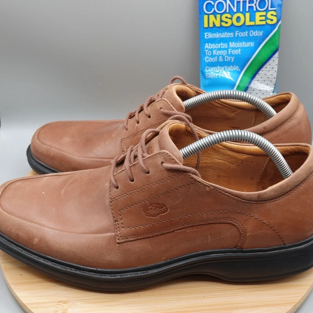 Dr Comfort Classic Men 12M Brown Leather Dress Oxford Pressure Relief 8420 Flaws
